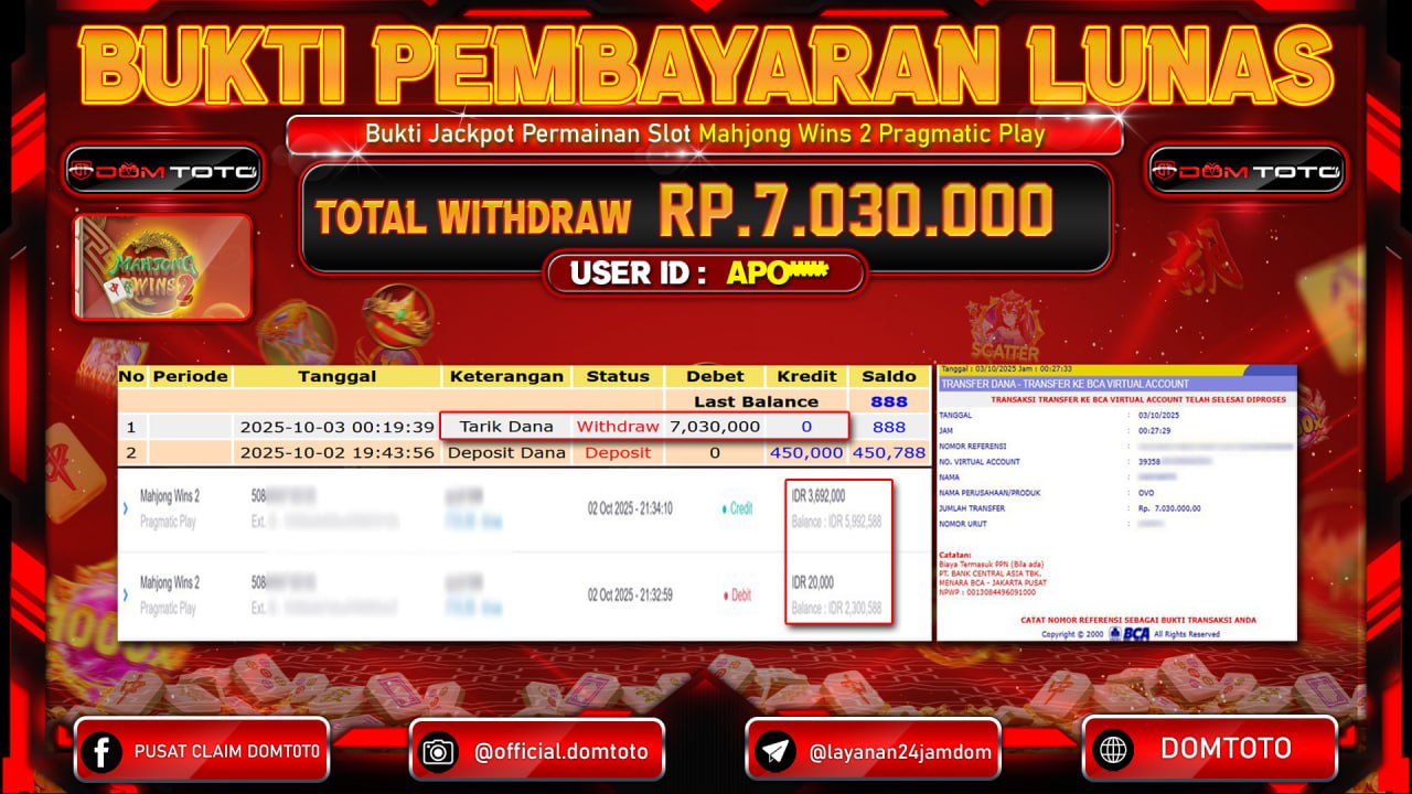 JACKPOT Slot  Mahjong Wins 2 Pragmatic Play 03 OKTOBER 2025